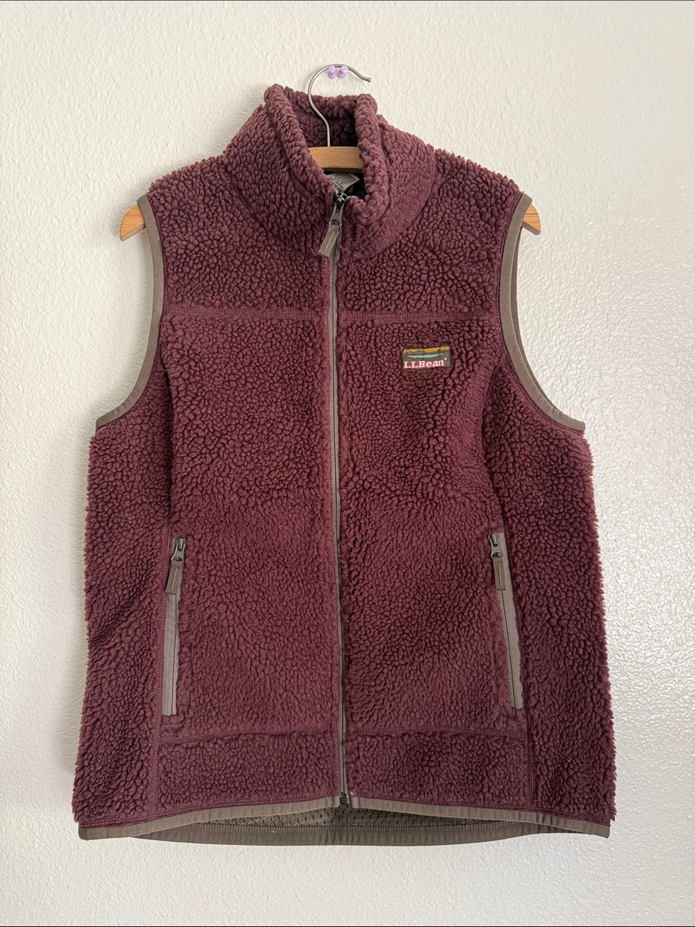 L.L. Bean Women's Maroon Sherpa Zip Vest